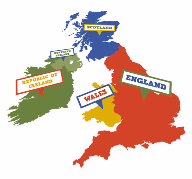 世界地図 ビニールマット カラフルなイギリス - TENSTICKERS