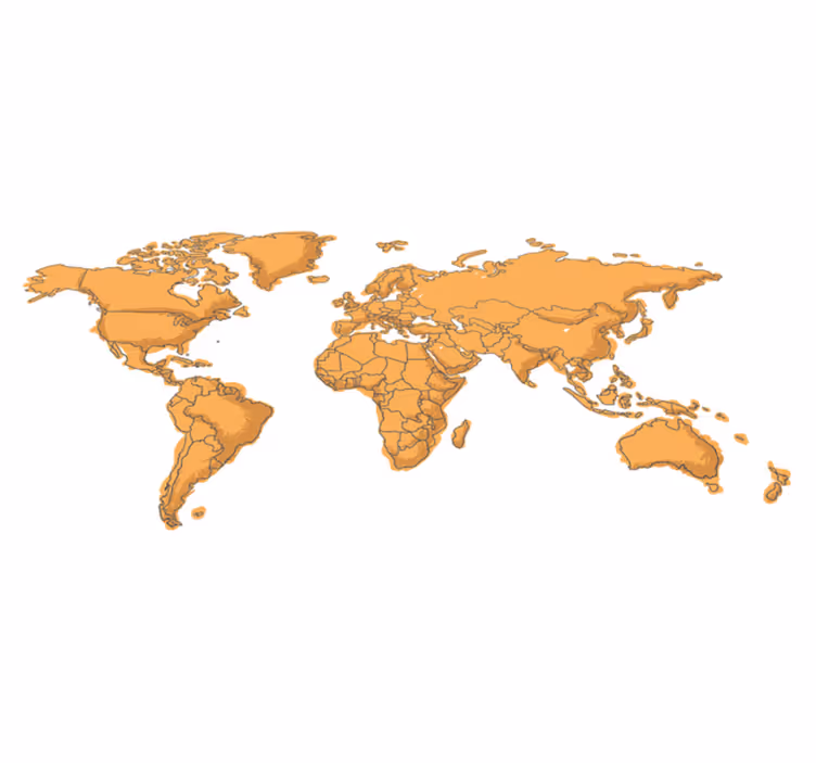 世界地図 ビニールマット 簡単な政治的境界 - TENSTICKERS