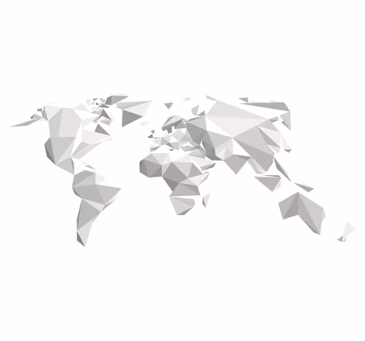 世界地図 ビニールマット グレー折り紙デザイン - TENSTICKERS