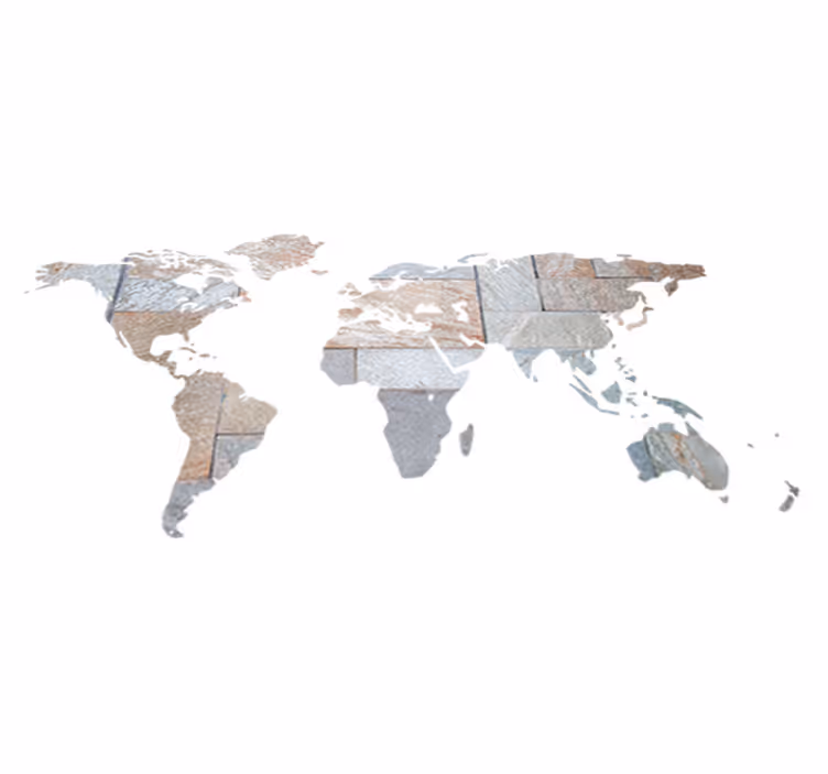 世界地図 ビニールマット グレー大理石調 - TENSTICKERS