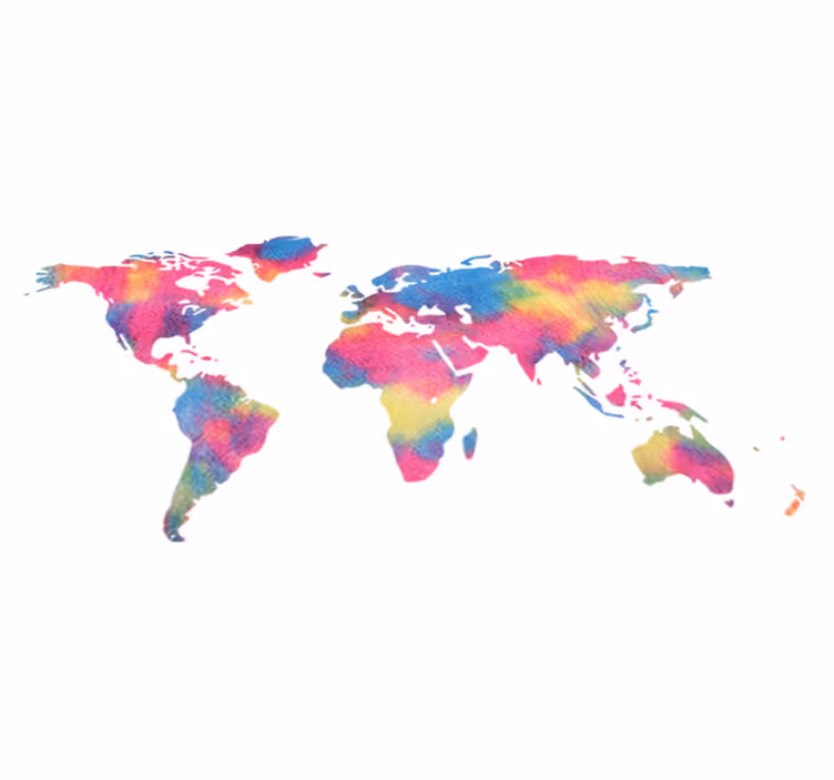 世界地図 ビニールマット タイダイデザイン - TENSTICKERS