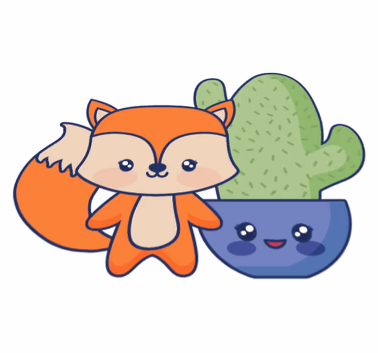 子供 ビニールマット アニメのサボテンとキツネ - TENSTICKERS