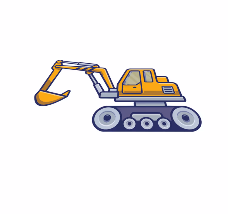 子供 ビニールマット 子供用の典型的な黄色のショベルカー - TENSTICKERS