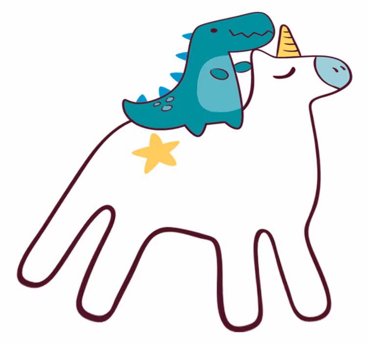 子供 ビニールマットユニコーンと恐竜のカートゥーンデザイン - TENSTICKERS