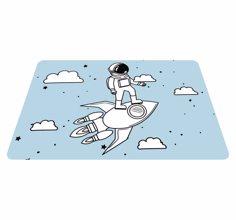 子供 ビニールマット ロケット宇宙飛行士と星々 - TENSTICKERS
