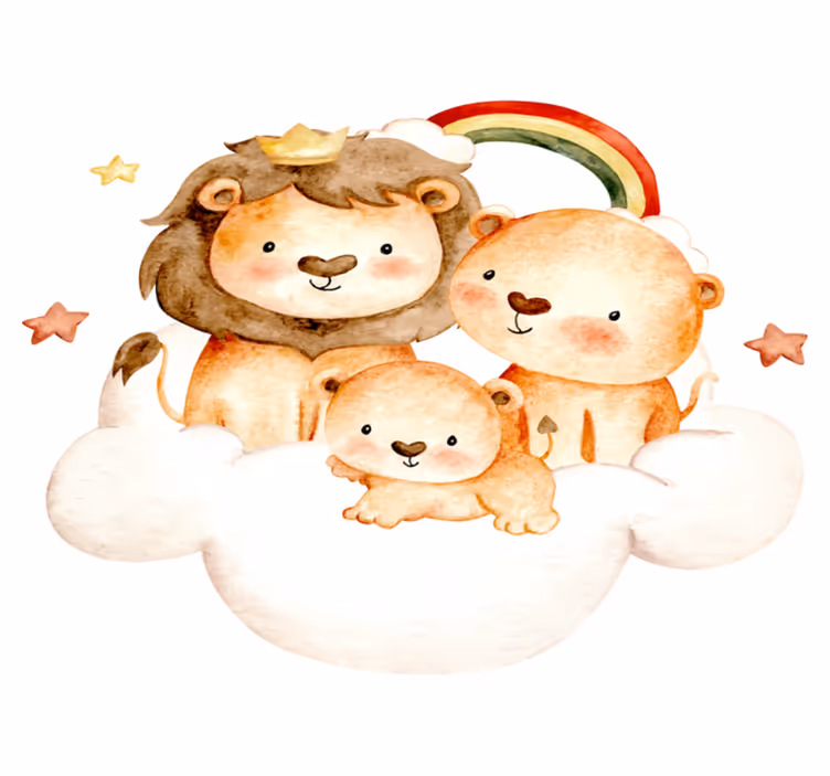子供 ビニールマット 星と雲の赤ちゃん動物 - TENSTICKERS