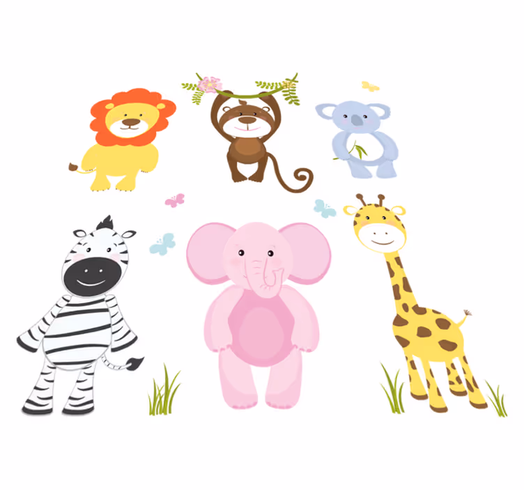 子供 ビニールマット カラフルな赤ちゃん動物 - TENSTICKERS