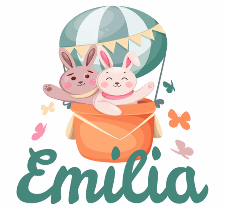 子供 ビニールマット カスタムバニーと風船 - TENSTICKERS