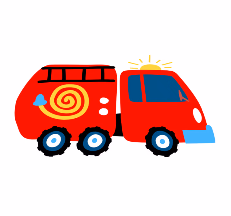 子供 ビニールマット 楽しい赤い車 - TENSTICKERS