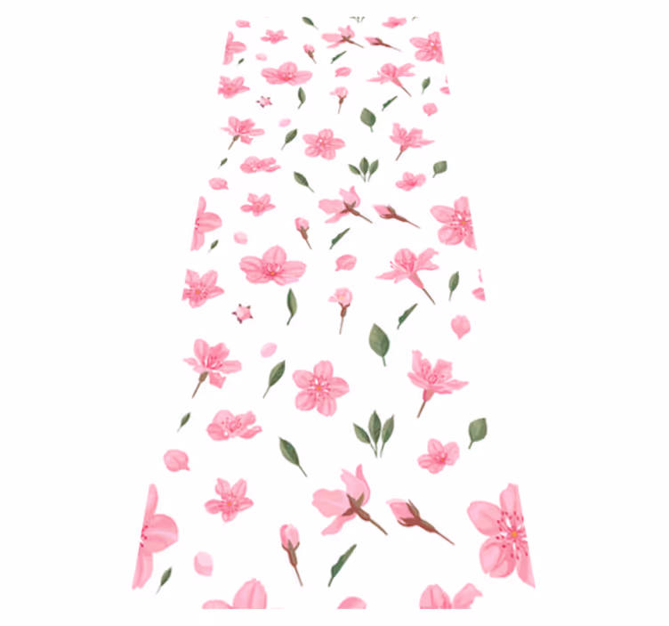 バスルームに1枚ビニールカーペット水彩パステルピンクの花 - TENSTICKERS