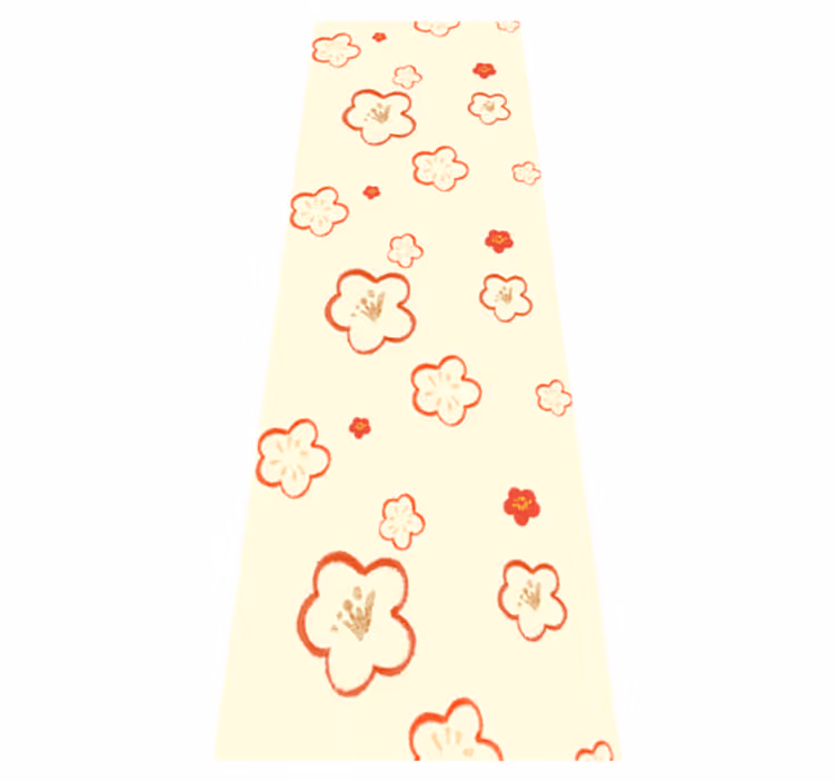 バスルームに1枚ビニールカーペット赤とクリームのダフネ花柄 - TENSTICKERS