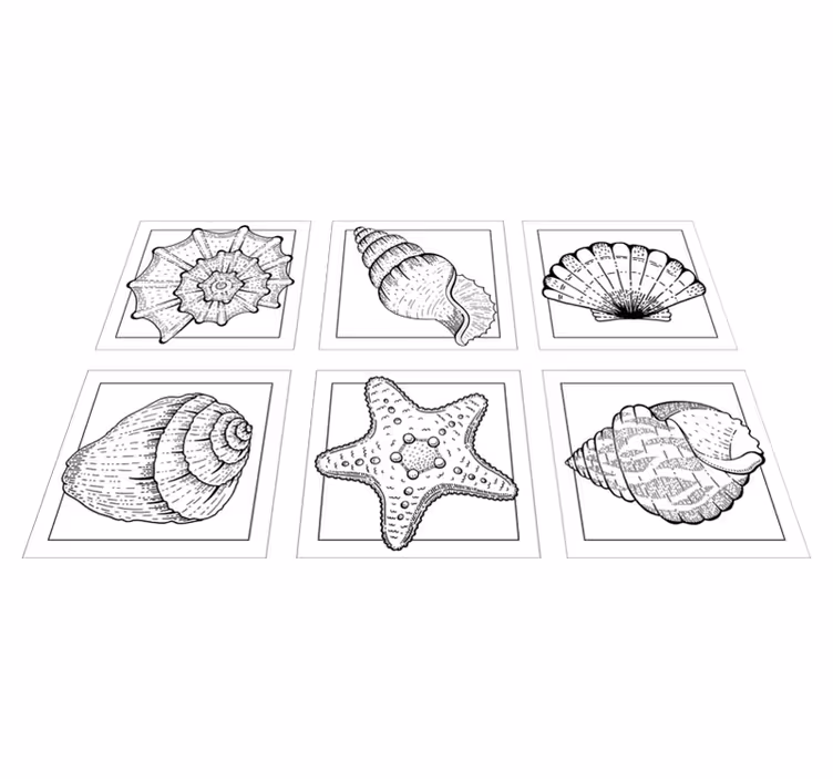 バスルームに1枚ビニールカーペット海の生き物と貝殻タイル - TENSTICKERS