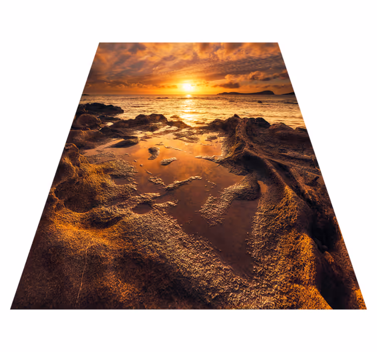 バスルームに1枚ビニールカーペット曇りの夕焼け風景 - TENSTICKERS