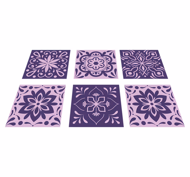 バスルームに1枚ビニールカーペット紫の花柄タイル - TENSTICKERS