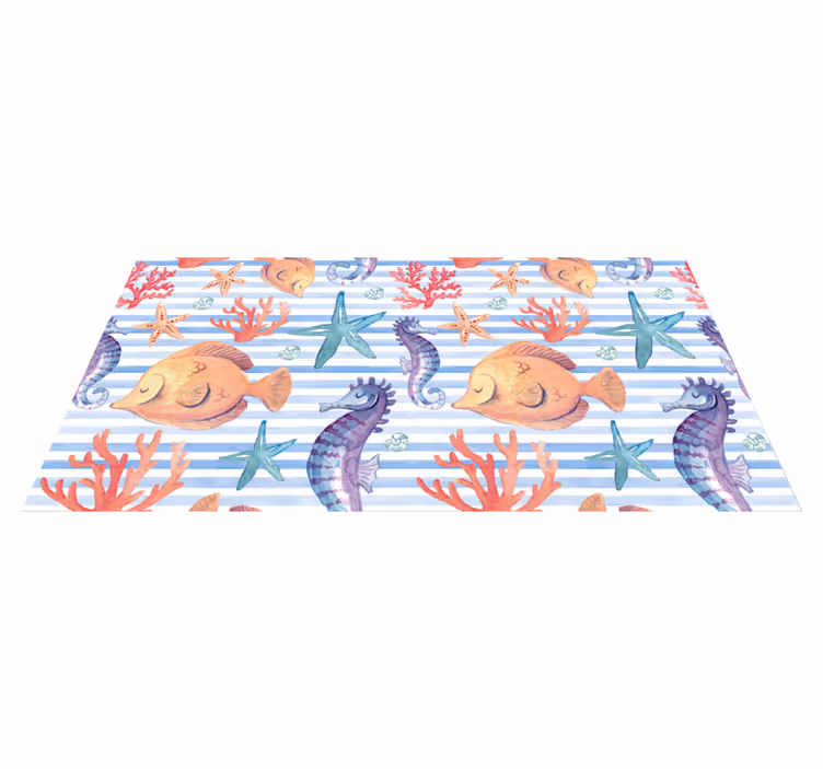バスルームに1枚ビニールカーペット海の生き物タイル家具 - TENSTICKERS