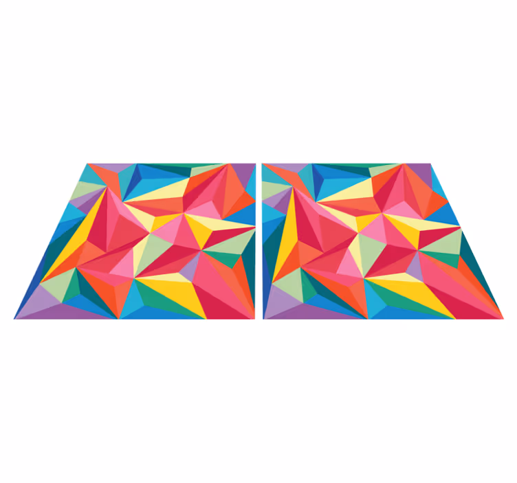 バスルームに1枚ビニールカーペット多色幾何学模様 - TENSTICKERS