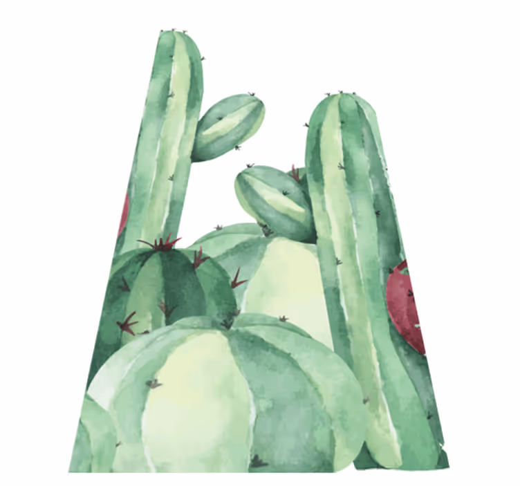 バスルームに1枚ビニールカーペットサボテン植物 - TENSTICKERS