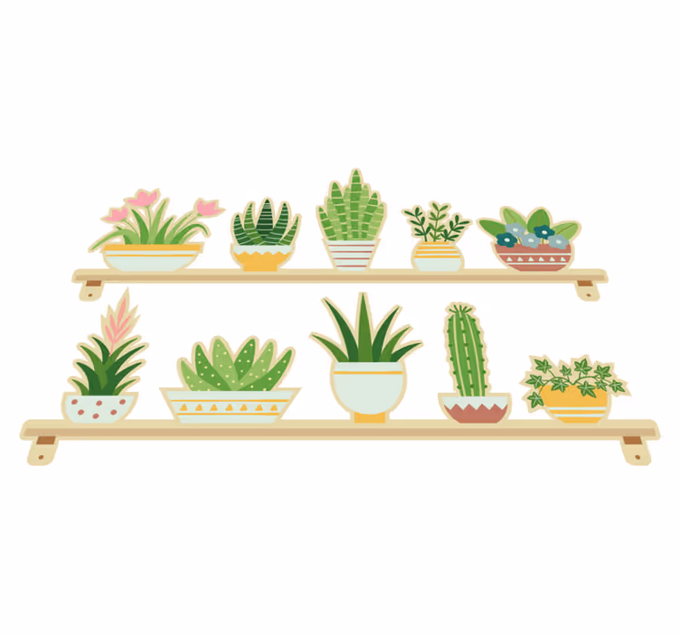 キッチン マット ビニール サボテン植物セット棚 - TENSTICKERS