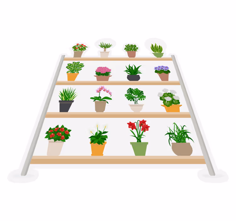 キッチン マット ビニール 棚の上の観葉植物 - TENSTICKERS