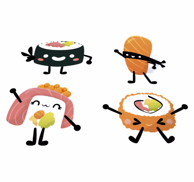 キッチン マット ビニール 可愛い寿司 - TENSTICKERS