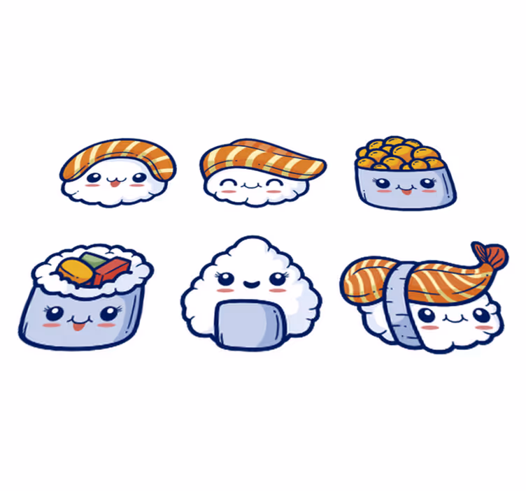 キッチン マット ビニール かわいい寿司 - TENSTICKERS