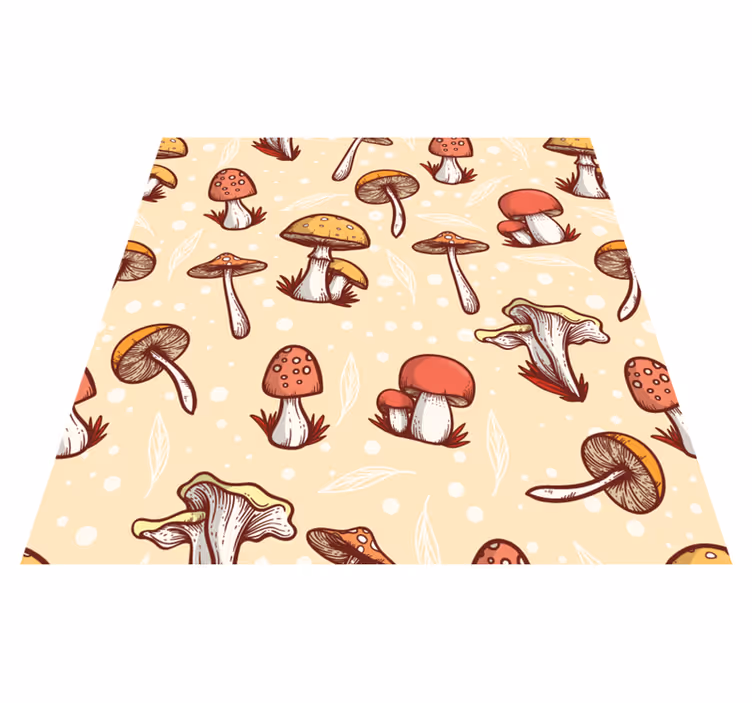 キッチン マット ビニール きのこ柄のオリジナルデザイン - TENSTICKERS
