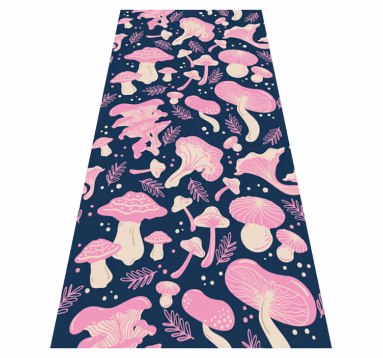 キッチン マット ビニール ピンクのキノコのシームレスパターン - TENSTICKERS