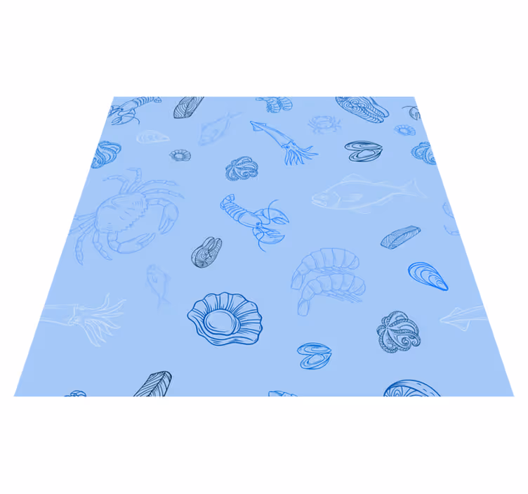 キッチン マット ビニール シーフード柄 - TENSTICKERS