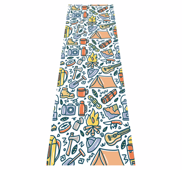 寝室 ビニールマット 手描きの山とキャンプ用品 - TENSTICKERS