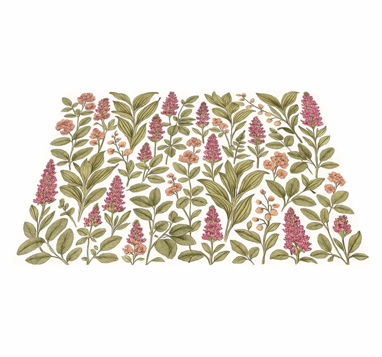 寝室 ビニールマット カラフルな植物模様 - TENSTICKERS