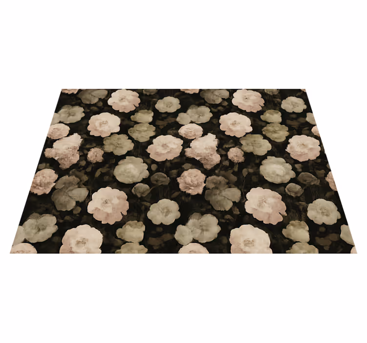 寝室 ビニールマット ダークレトロフラワーパターン - TENSTICKERS