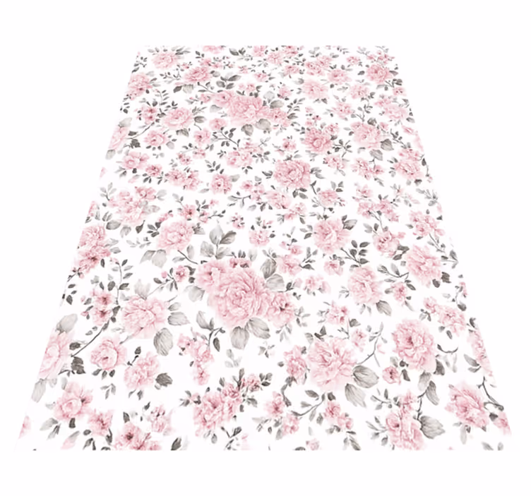 寝室 ビニールマット 古いレトロの大きな花柄デザイン - TENSTICKERS