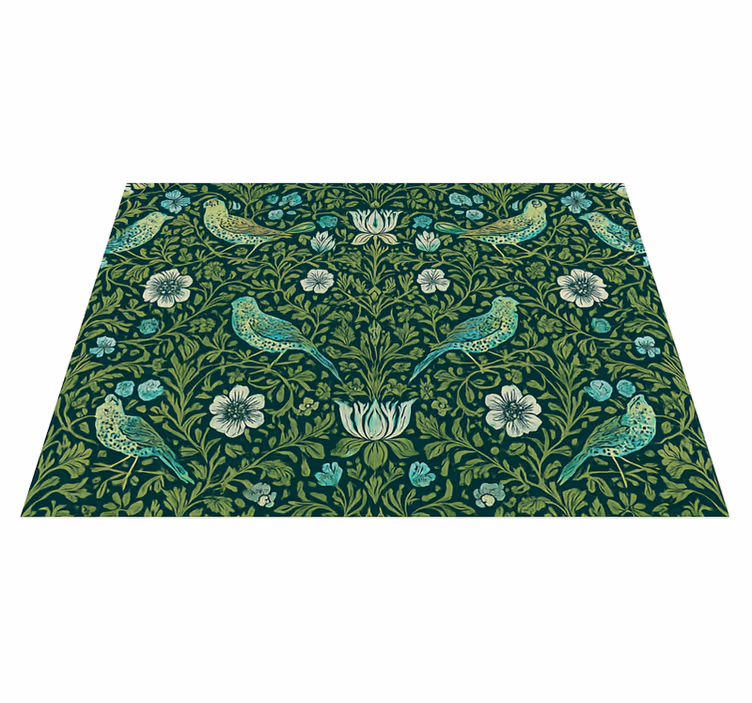 寝室 ビニールマット ornamental floral & bird - TENSTICKERS