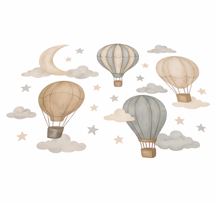 寝室 ビニールマット 星空のバルーン - TENSTICKERS