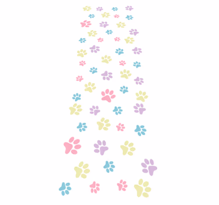 寝室 ビニールマット カラフルな犬の足跡 - TENSTICKERS