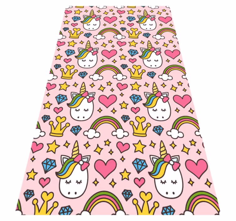 寝室 ビニールマット 可愛い虹とユニコーンとダイヤモンド - TENSTICKERS