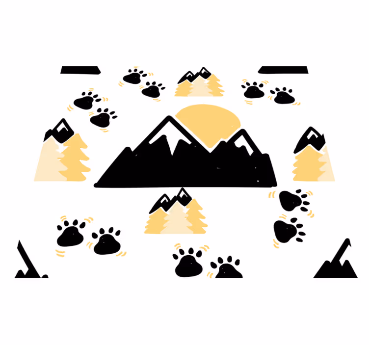 寝室 ビニールマット 山の足跡 白い背景 - TENSTICKERS