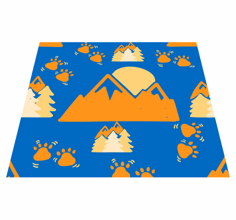 寝室 ビニールマット 山の足跡とダークブルー背景 - TENSTICKERS