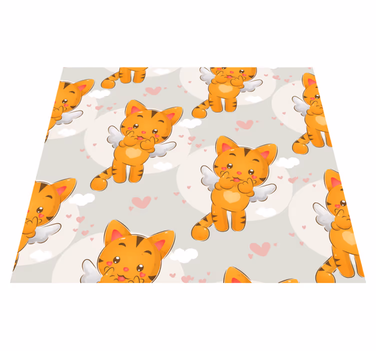 寝室 ビニールマット 可愛い子猫が飛び回る - TENSTICKERS