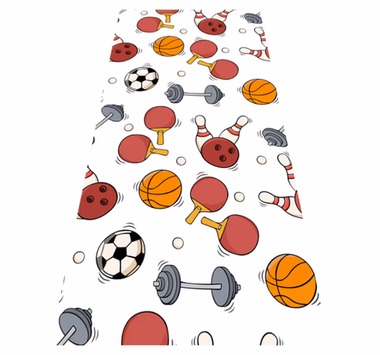 寝室 ビニールマット スポーツ用品の落書き風デザイン - TENSTICKERS