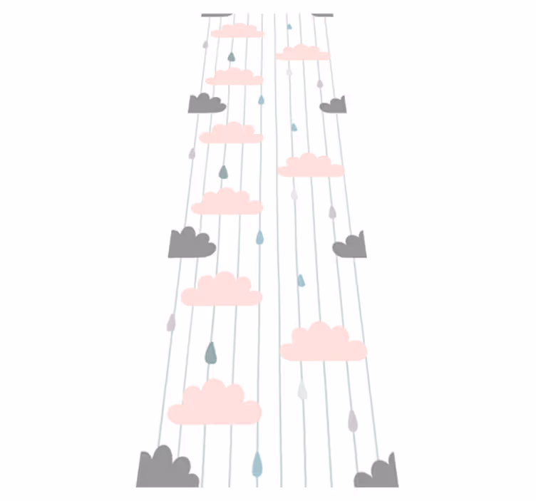 寝室 ビニールマット ピンクとグレーの雲 - TENSTICKERS