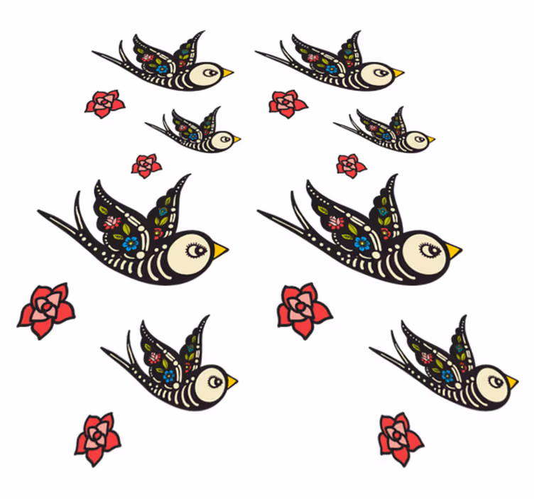 寝室 ビニールマット メキシコの小鳥 - TENSTICKERS
