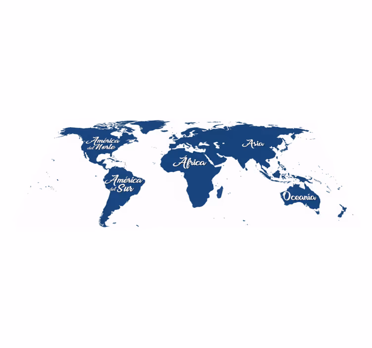 寝室 ビニールマット クラシックブルーの世界地図壁紙 - TENSTICKERS