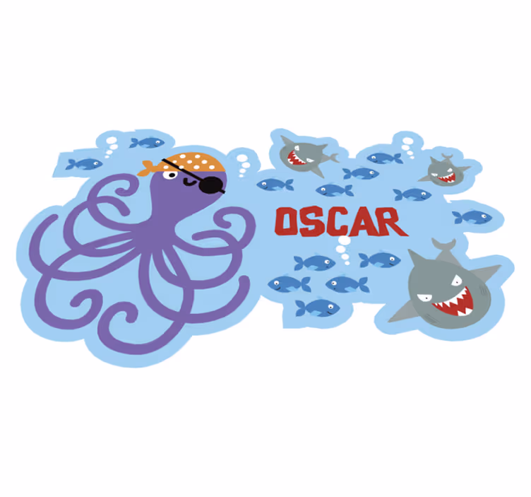 名前 ビニールマット カスタマイズ可能な海の生き物のアクセント - TENSTICKERS