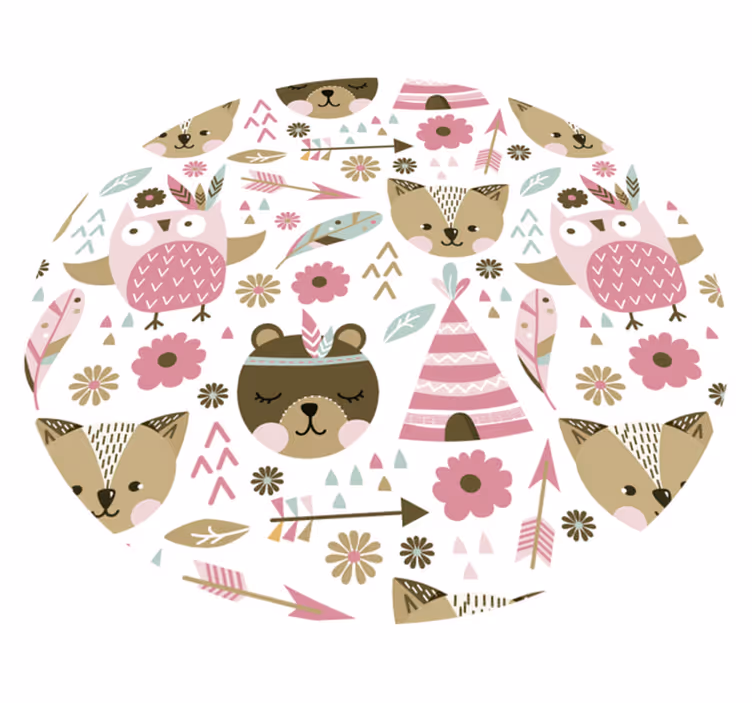 子供のクマとフクロウのビニール敷物 - TENSTICKERS