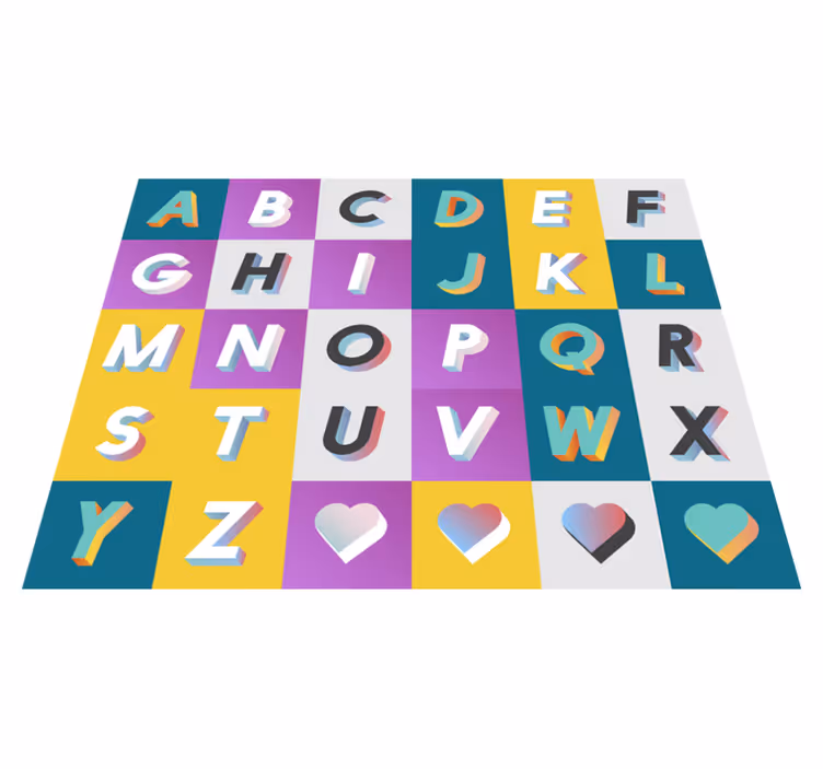 寝室 ビニールマット カラフルなアルファベットの遊び場 - TENSTICKERS