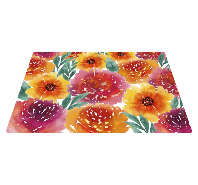ビンテージビニール敷物フルカラーの花 - TENSTICKERS