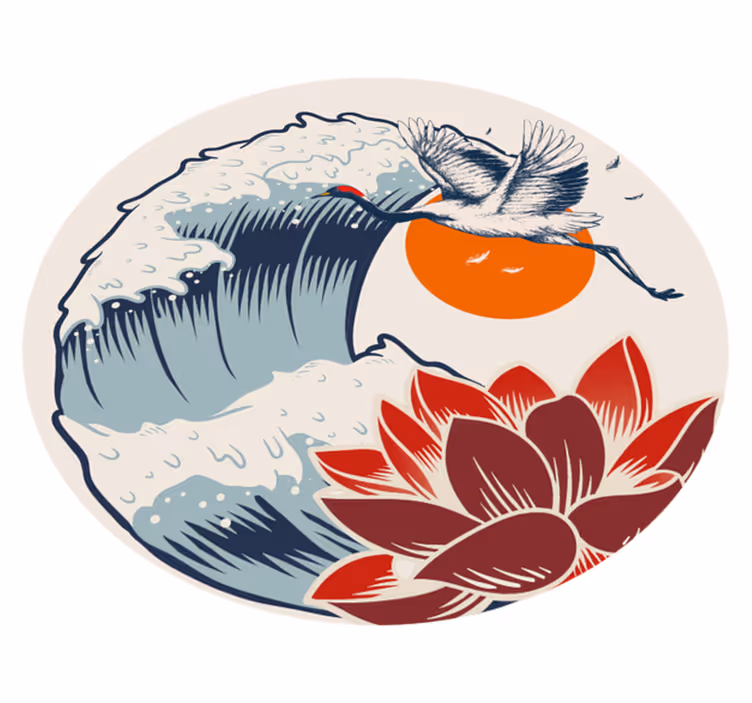 動物 ビニールマット クレーン 海 夕日 - TENSTICKERS