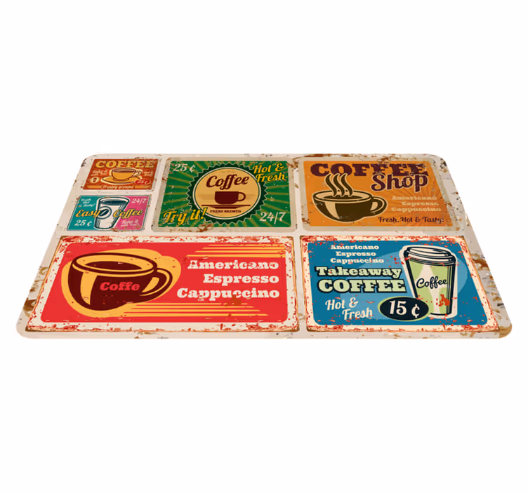 フレーズ ビニールマット カフェをテーマにしたモチーフ - TENSTICKERS