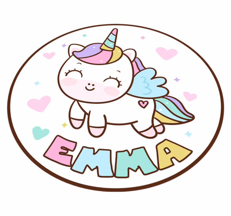 名前 ビニールマット カスタマイズ可能なユニコーン - TENSTICKERS